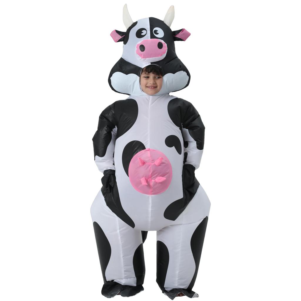 JOYBRO Nafukovací kostým krávy pro zábavný farmářský kravský oblek Ideální pro Cosplay a vhodný pro chlapce a a jedna velikost padne většině dětí, Halloween, festivaly,