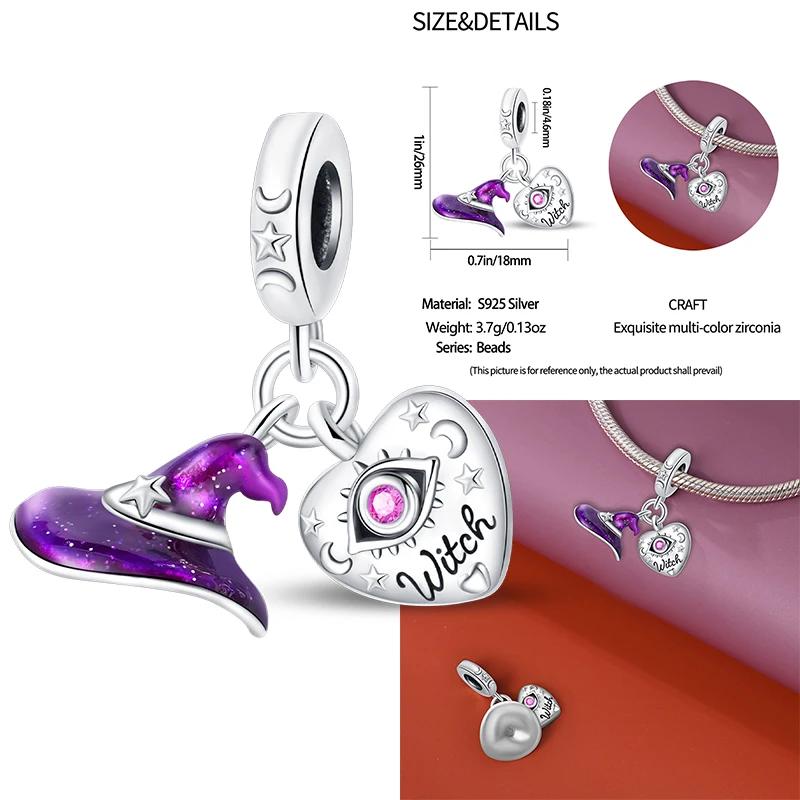 New Coppering Halloween Witch Skeleton Bat Charm Chain Beaded Fit Original Bracelet Diy Ladies Jewelry