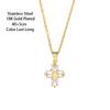 Sparkly Zircon Crystal Cross Pendant Necklaces For Women Trendy Female Stainless Steel Neck Chain Jewelry Girls Party Gift