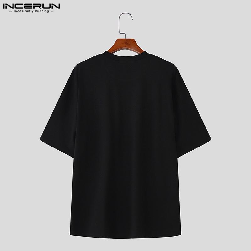 INCERUN Summer Men O-neck Short Sleeve Embroidery Casual Oversized T-shirts