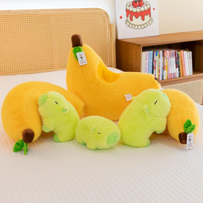 35Cm Simulation Banana Capybara Plush Doll Cloth Doll Cartoon Banana Capibara Doll Soft Cute Doll Capibara Anime Fluffty Toy