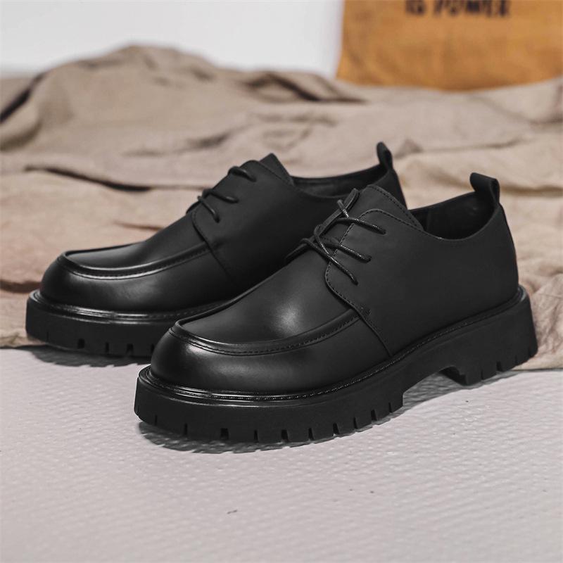 

Men s Thick-Soled Business Casual Dress Shoes - Black British Style 39 чорний
