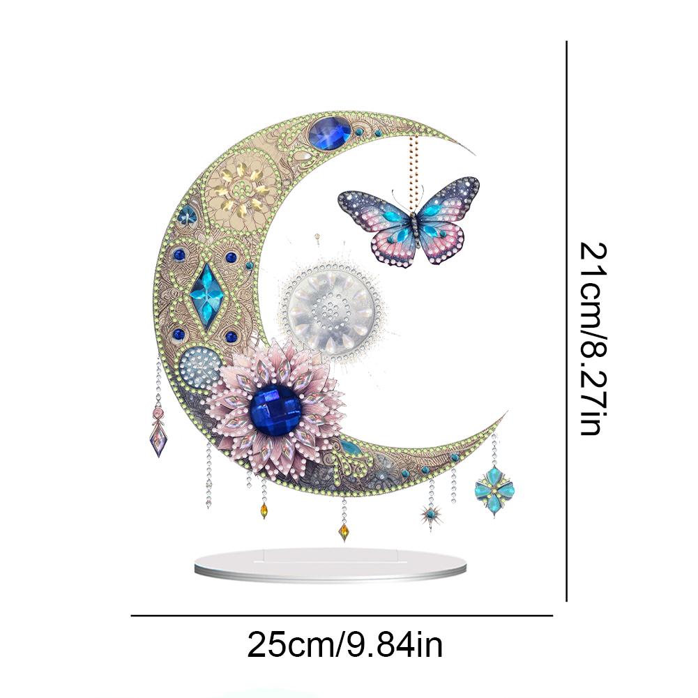 Acrylic Moon Butterfly 5D Diamond Painting DIY Ornament Kit for Stunning Desktop Decoration and Unique Gifts