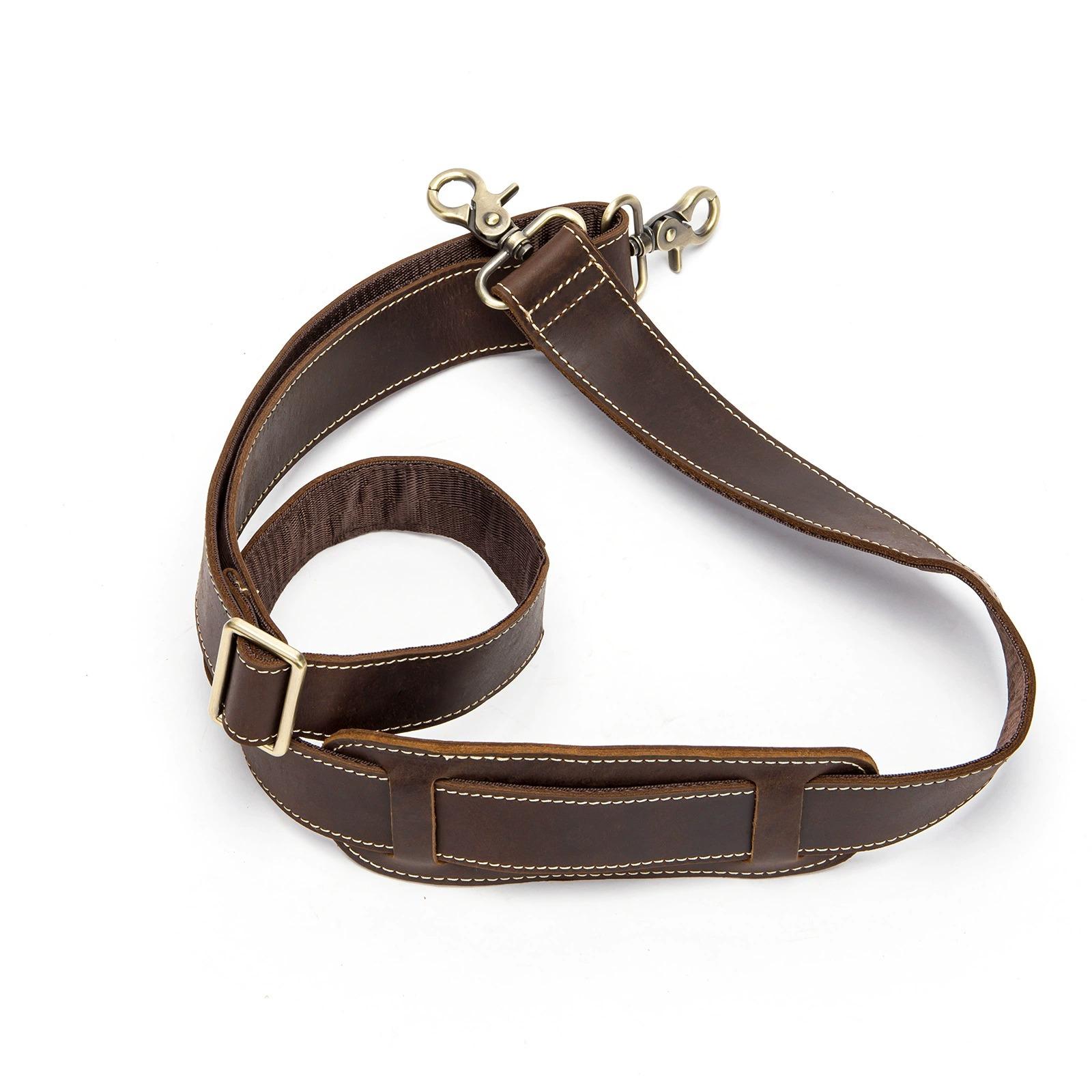 MVA Винтажный регулируемый плечевой ремень из кожи Crazy Horse для мужских сумок-мессенджеров/кроссбоди - Мягкий, Металлическая фурнитура глубокая кофе