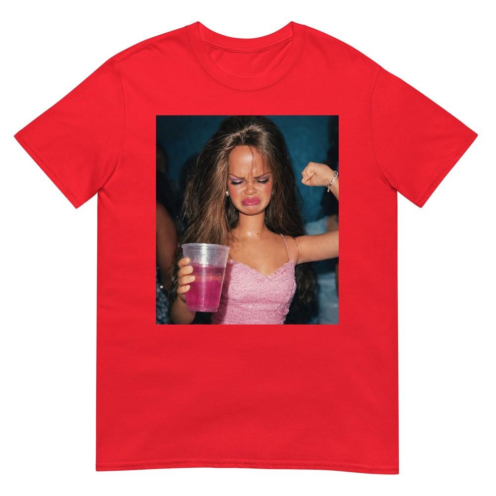 Funny Doll Face Sarcastic Doll Girl Party Drinking Doll Meme Tshirt S