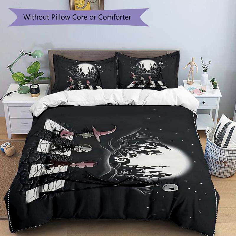 Nightmare Before Christmas Printed 3pcs Bedding Set Soft Microfiber 1 Duvet Cover And 2 Pillowcases Home Bedroom Decor Xmas Gift K1911
