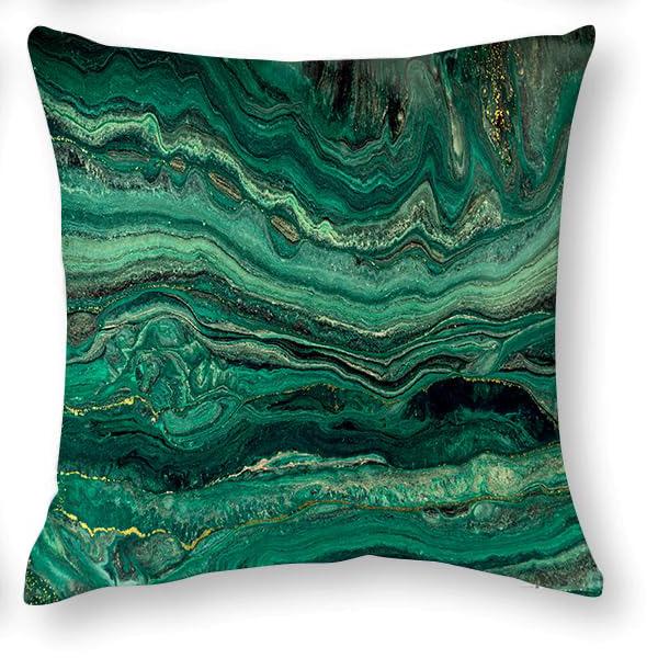 Home Decor Malachite & Gold Marbled Pattern Pillow Covers Pattern Cushion Cover Suitable For Sofa Bedroom Car Pillow Cover