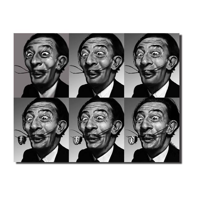 

Черно-белый Сальвадор Дали лицо портрет холст картина печать плакатов Quadro настенные художественные фотографии для гостиной Настенный декор Cuadro 21cm×30cm NoFrame