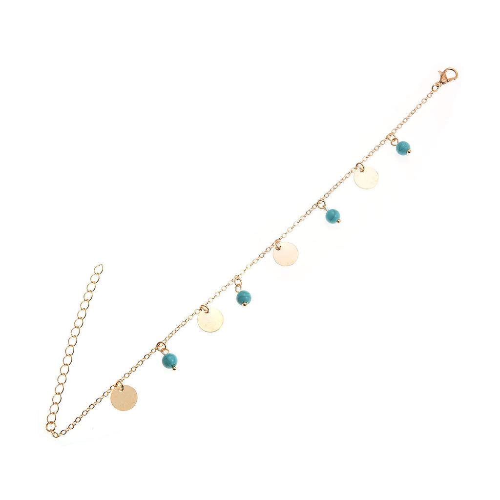 European, American spring and summer new accessories, simple turquoise disc pendant feet, women's personalized beach anklets