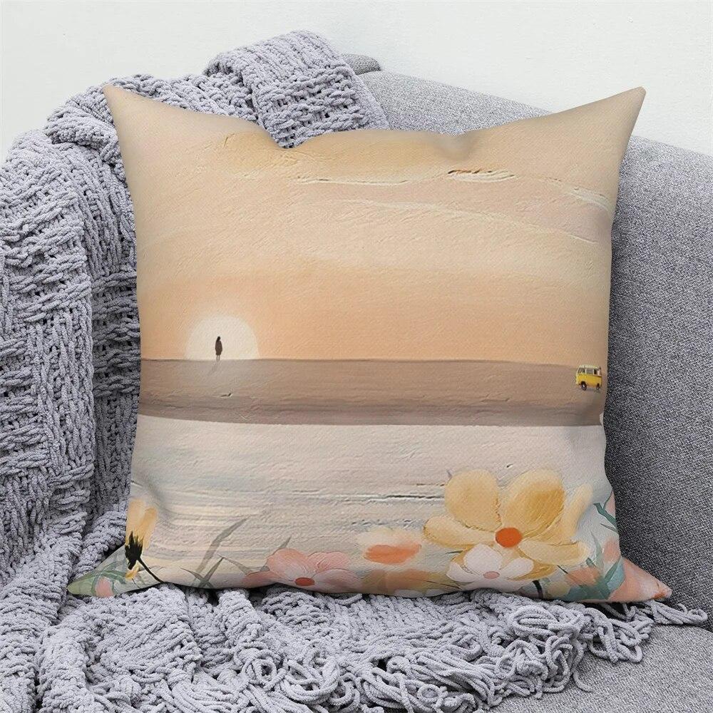 

Декоративный чехол для подушки, украшение для домашнего дивана, красивый пейзаж, наволочка, скандинавский плед 40x40cm