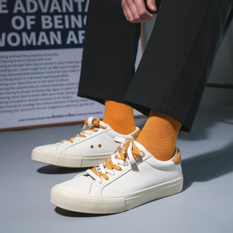 Spring New Couple Board Shoes Microfiber Leather Surface White Shoes Versatile Canvas Shoes Men'S Trend Student Casual Shoes