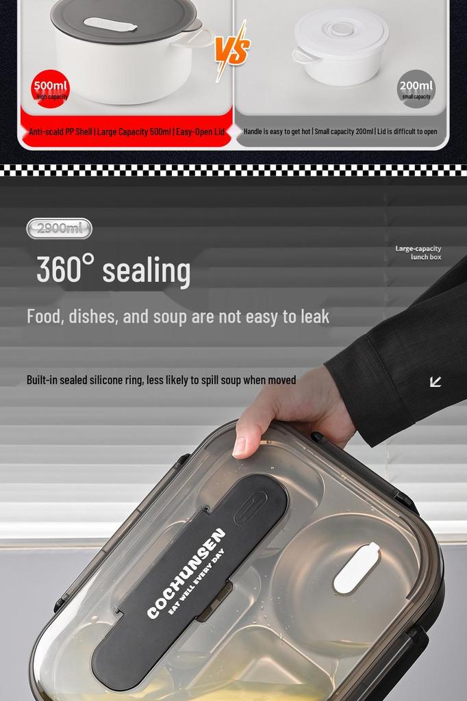 304 Stainless Steel Lunch Box for Adults, Large Capacity Bento with Heat Preservation, Student Meal Container, New Model