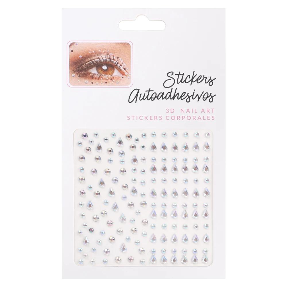 1/4pcs 3D Shiny Rhinestone Stickers Pearls Diamond Makeup Self Adhesive Drop-shaped Crystal Heart Tattoos Eye Face Decoration