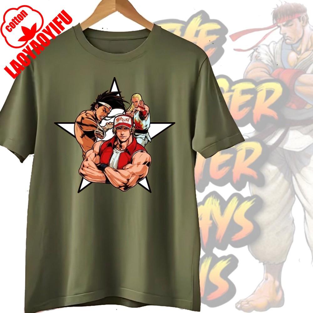 Street Fighter Chun-Li Ryu Printed Y2K New Couple Cotton T-Shirts Men Women Streetwear Casual Harajuku Retro Unisex Tee Top