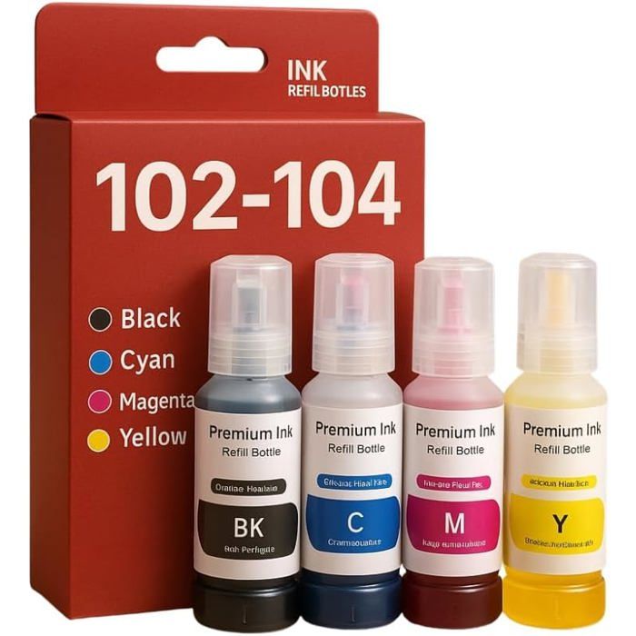 Balení 4 kompatibilních kazet - SHOP-STORY - EPSON 102-104 - 4x70ml - Vícebarevné - Inkoustový tisk