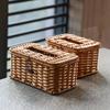 Imitation Rattan Woven Tissue Box Handmade Tissue Paper Holder Paper Case Organizer  Living Room