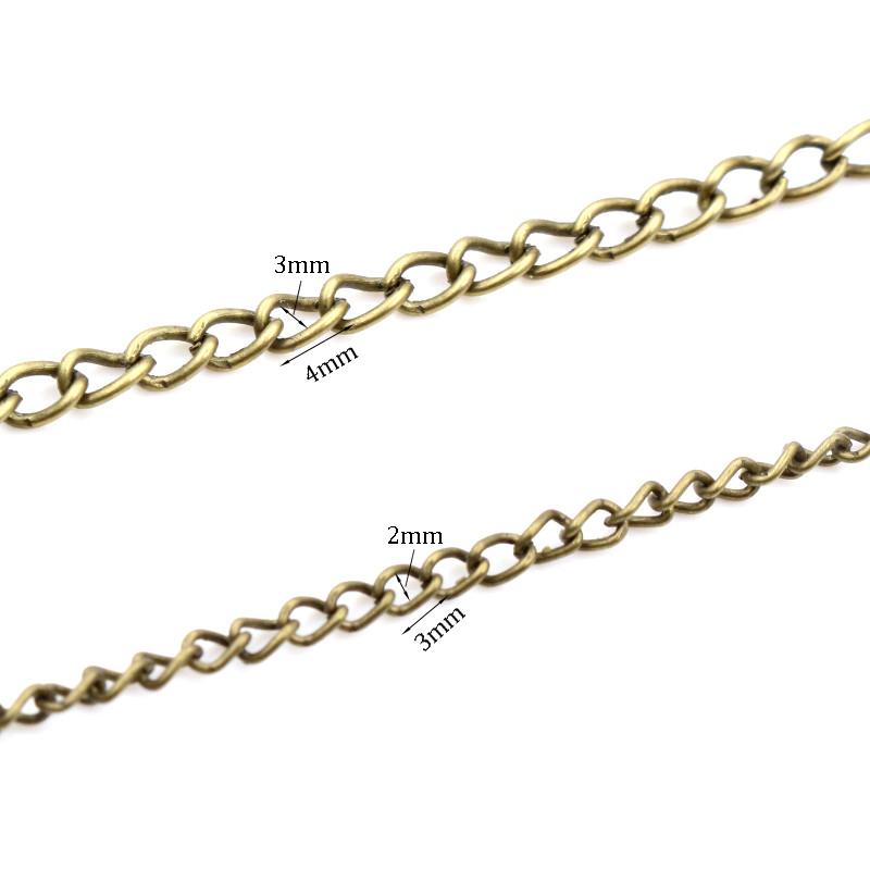 5 Meters/lot 3x2mm 4x3mm Bronze Gold Silver 5 Colors Plated Unwelded Iron Cable Chains DIY Jewelry Making Findings Accessories