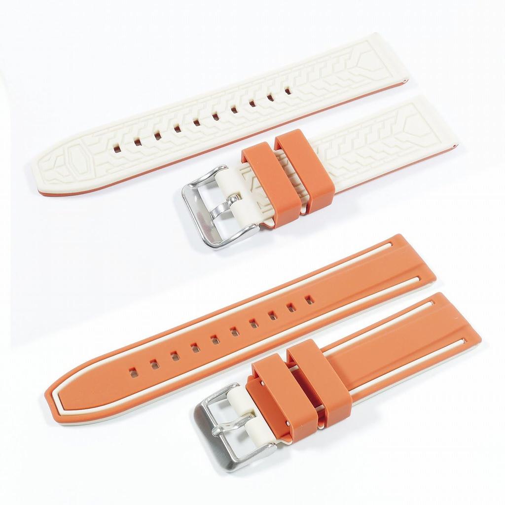 BLANCPAIN X Swatch Exclusive Rubber Strap with Double Lines (Orange/Beige)