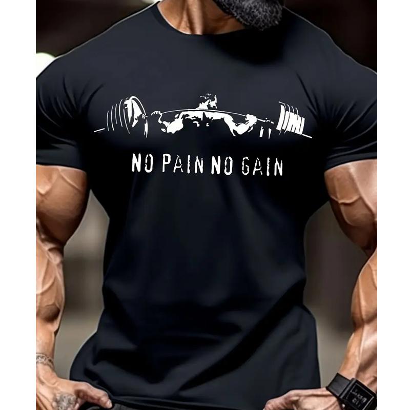 

Новая летняя мужская модная футболка с принтом гантелей, мужская футболка, топ S чёрный