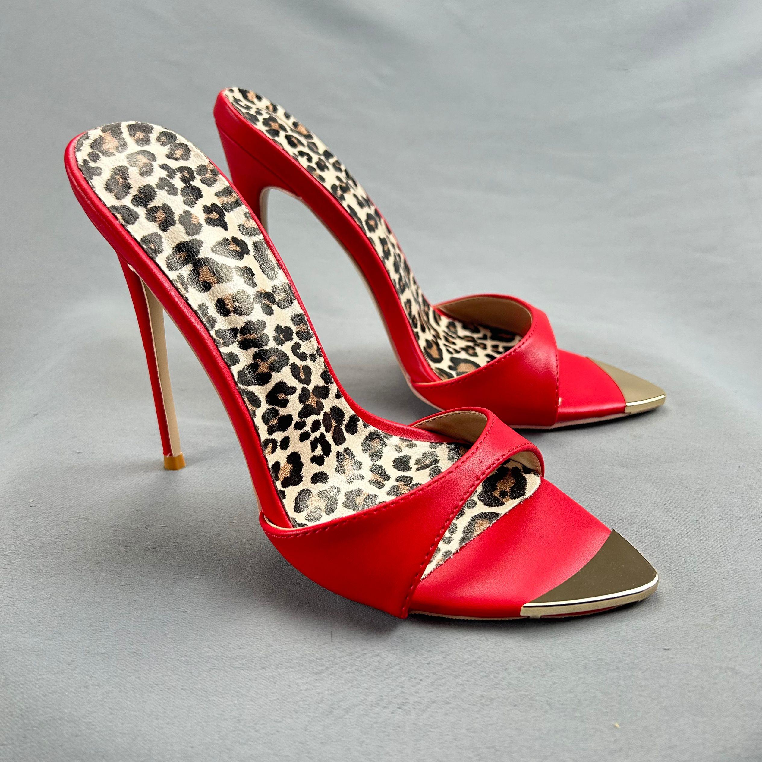 

Сексуальные женские босоножки с леопардовым принтом и стелькой, тонкие высокие каблуки, шлепанцы, свадебные сексуальные туфли, женские тапочки, большие размеры 33-45 45