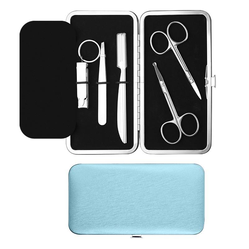 Mens Grooming Kit With Stainless Steel Nose Hair Trimmer Eyebrow Scissors Tweezer Nail Clipper Set