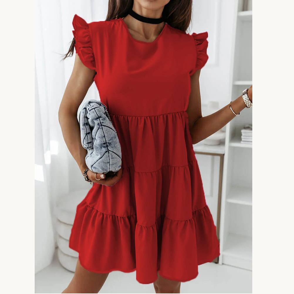 Buy Womens Fashion Ruffle Sleeve O Neck 