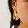 18k Gold Hammered Texture Earrings for Women, Irregular Studs, Premium Light Luxury Ear Jewelry, Versatile