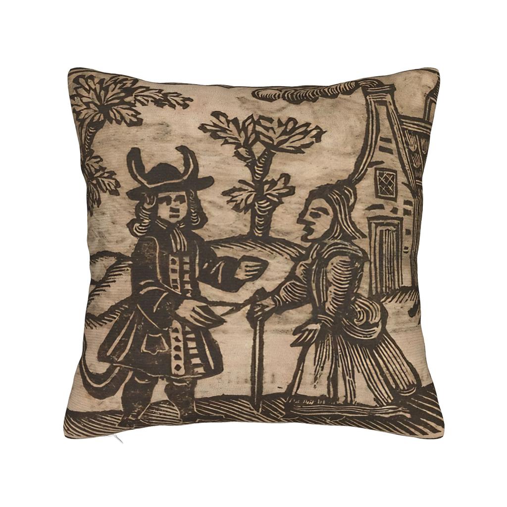 Th Century European Woodcut Prints Pillowcase Printing Polyester Cushion Cover Witches Dance Pillow Case Cover Drop Shipping