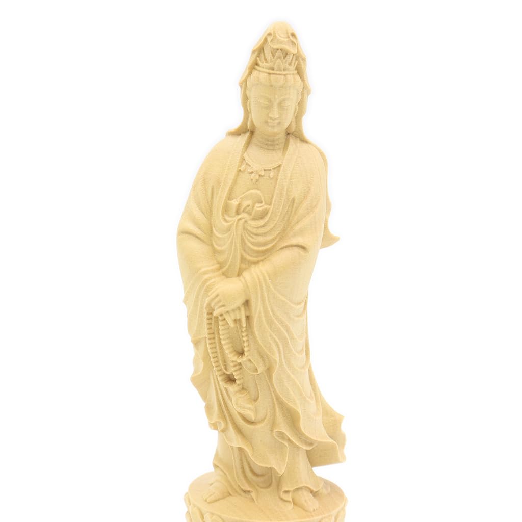 Kurita's Specialty Buddhist Statue [Bodhisattva] Standing Kannon Bodhisattva (Total height 12cm, width 4cm, depth 3.5cm) High-quality Water Boxwood