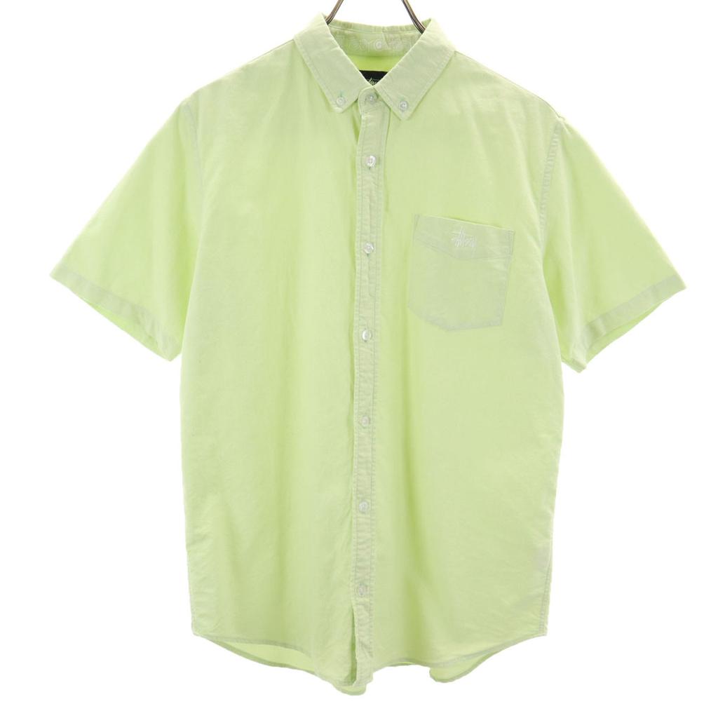 Stussy Made In Japan Short Sleeve Button Down Shirt M Green System Men's Used