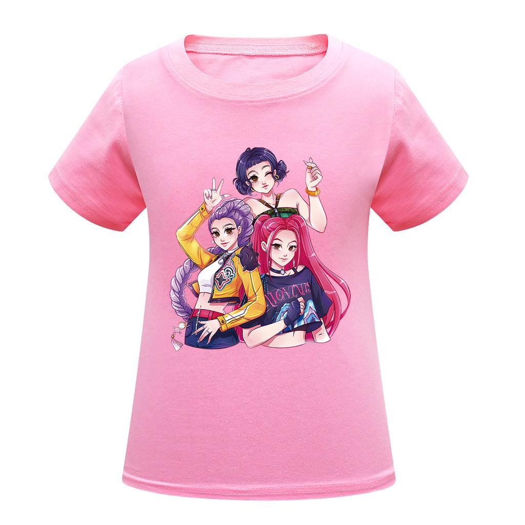Kids Girls Anime Cartoon K-POP Rumi Zoey Mira Printed Casual Short Sleeves T-Shirt Top