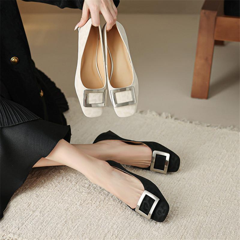 Fashion 2025 Spring/summer Leopard Print Cow Leather Woman Shoes Square Toe Low Heel Women Pumps Shoes for Women Shallow Mouth Loafers