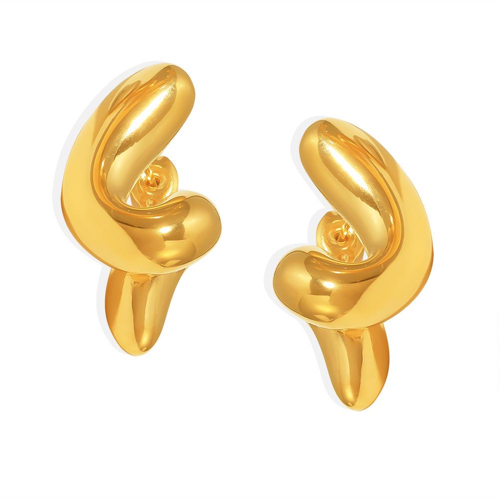 European-American Design Spiral Stud Earrings: Minimalist Stainless Steel Bestsellers for Autumn & Winter
