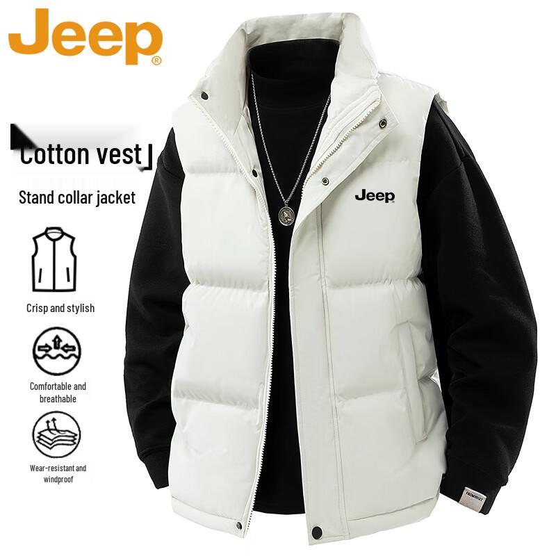 Jeep Men's Autumn/Winter Warm Windproof Stand-Collar Outdoor Vest