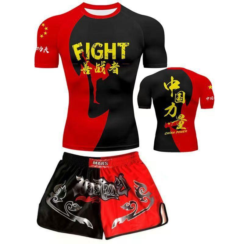 Martial Arts Training Suit Sanda Muay Thai Boxing UFC Style Short Sleeve Shorts Unisex Gym Wear