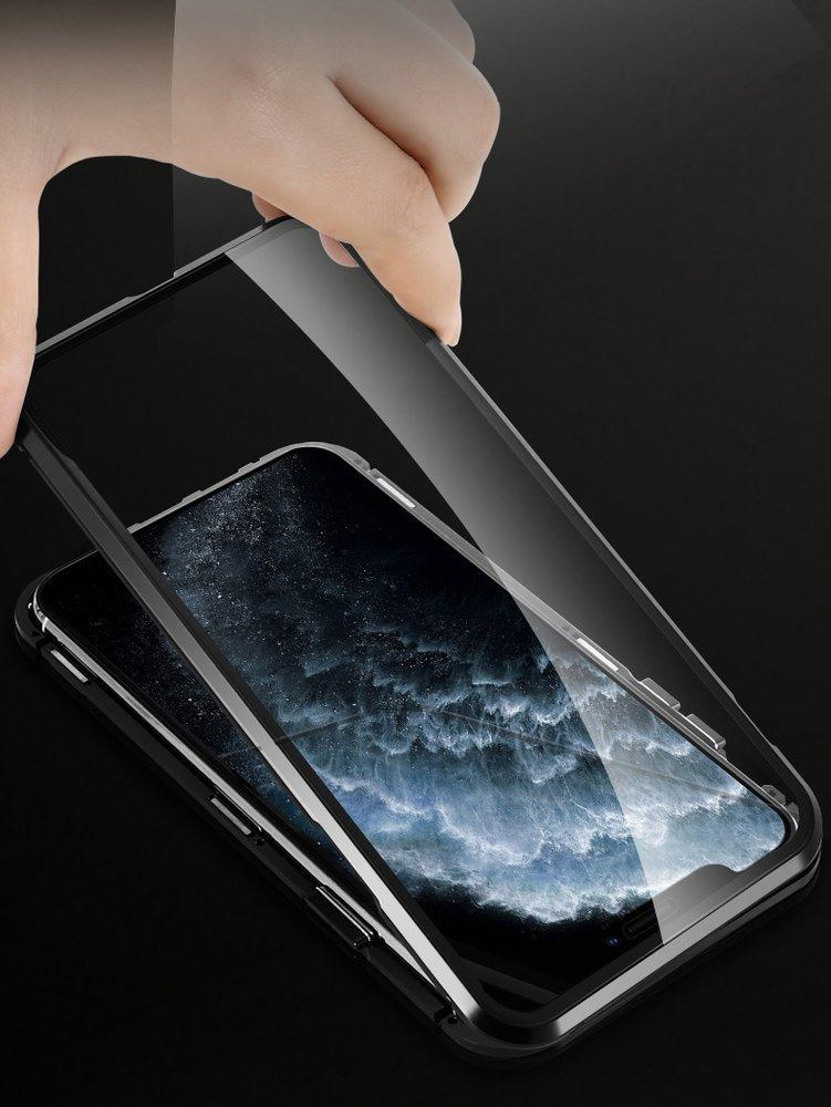 Wozinsky 360° Magnetic Cam Slider Case with Screen Glass & Camera Protection for Huawei P40 - Black