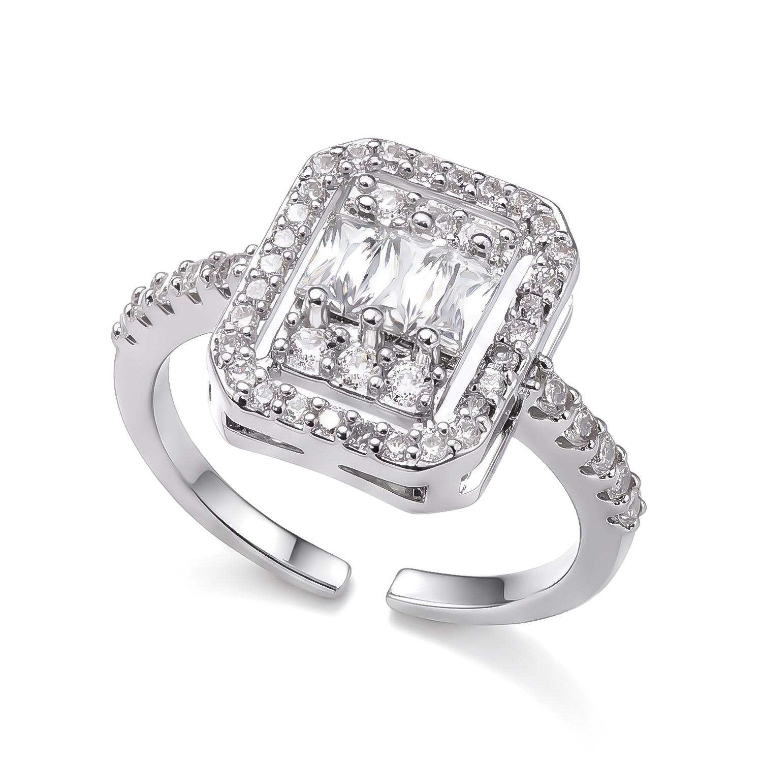 New Fashion Square Flashing Rings for Women Men Geometric Luxury Inlaid AAA Cubic Zirconia Ring Luxury Charms Versatile Jewelry