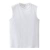 Men's White 230g Pure Cotton Summer Tank Top - Loose Fit, Crew Neck, Sleeveless Vest, Wide Shoulder.