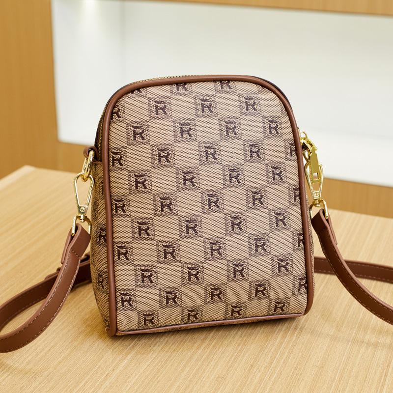 Printed French Light Luxury Style Fashionable and Versatile Small Square Bag Women's Bag Casual Commuting Bag Vertical Mother Mobile Phone Bag