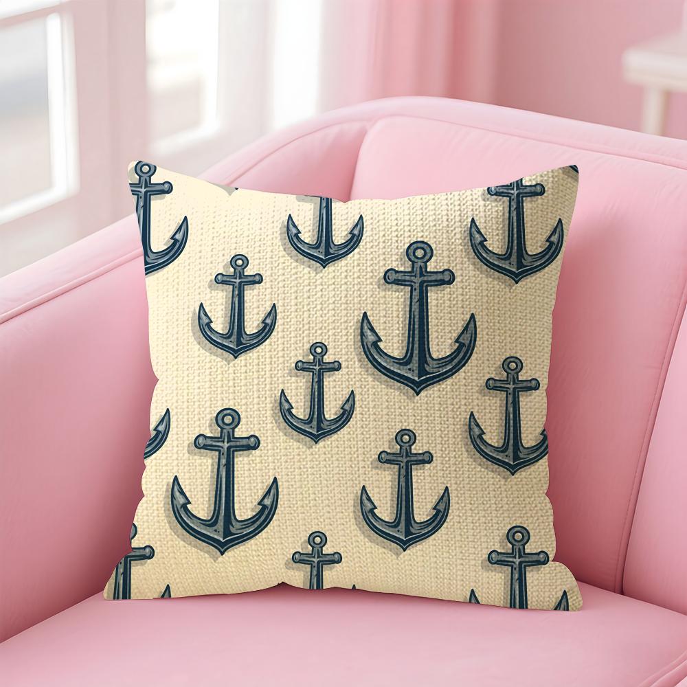 Navy Patterns Luxury Cushion Cover Natural Linen Pillow Case DoubleSided Print Decorative Sofa Pillowcase Home Decor Gift