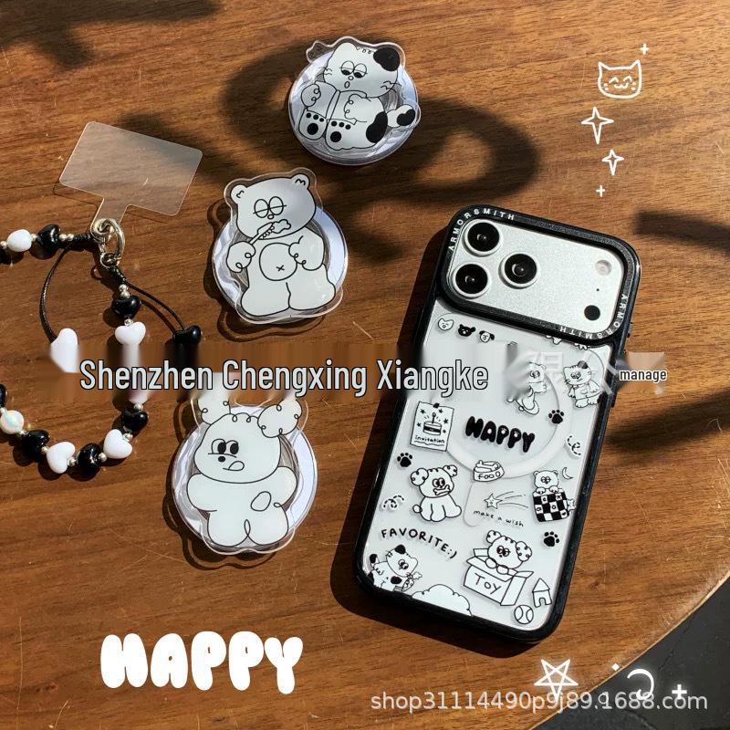 Cartoon Animal MagSafe-Compatible Magnetic Stand: Super Strong, Retractable Desktop Airbag Design White Bear