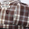 Female Checkered Beret Spring and Autumn Thin Japanese Retro Octagonal Hat Duck Tongue Hat