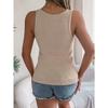 QICED Spring Summer Casual V-neck Cut-out Knitted Sweater for Vacation Top Women's Wear