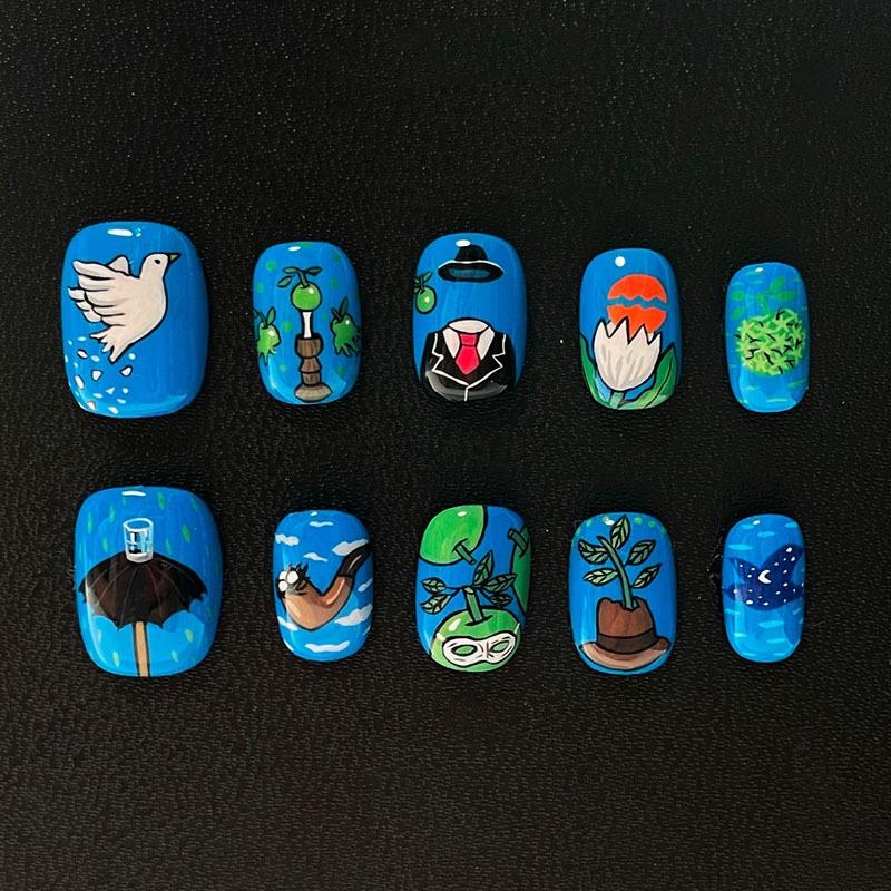 30Pcs Cute Cartoon Short Bean Shaped Press On Nails Autumn Winter Niche Design Fake Nails Gift For Girls And Friends