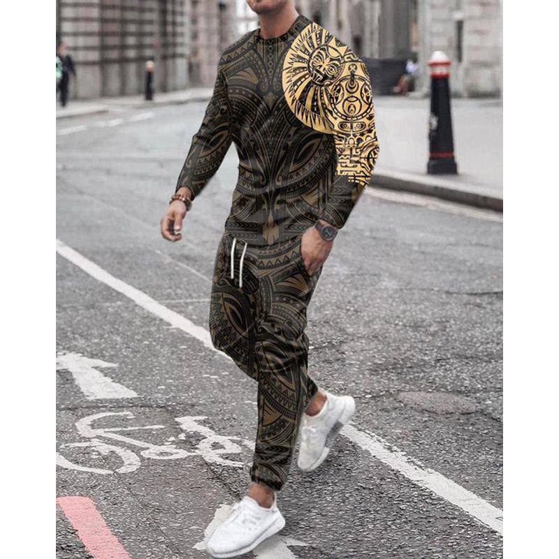 

Комплект из свитера с длинными рукавами и брюк-подметальщиков с круглым вырезом Tc1014 4XL