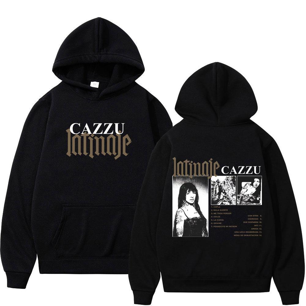 

Singer Cazzu Latinaje Vintage Print Hoodie Men Women Clothing Casual Sweatshirt Long Sleeve Loose Oversized Pullover Streetwear L чорний