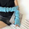 Hole Solid Color Long Mittens Harajuku Sweet Fingerless Gloves Fashion Knitted Warm Sleeves  Girls