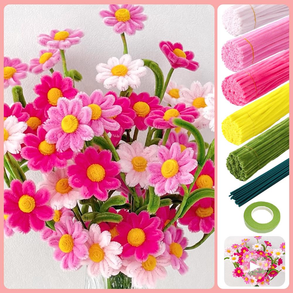 271/321pcs DIY Daisy Flower Craft Kit - Pipe Cleaner Crafting Supplies for Adults, Chenille Stems Perfect for Wedding Bouquets