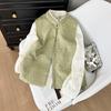 Retro buckle green vest women 2025 early spring jacquard zen improved vest