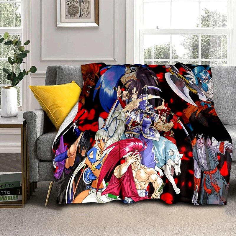2026 New Style Retro Game Samurai Spirits Shodown Haohmaru Cartoon Blanket,Soft Throw Blanket for Home Bedroom Bed Sofa Kid Gift